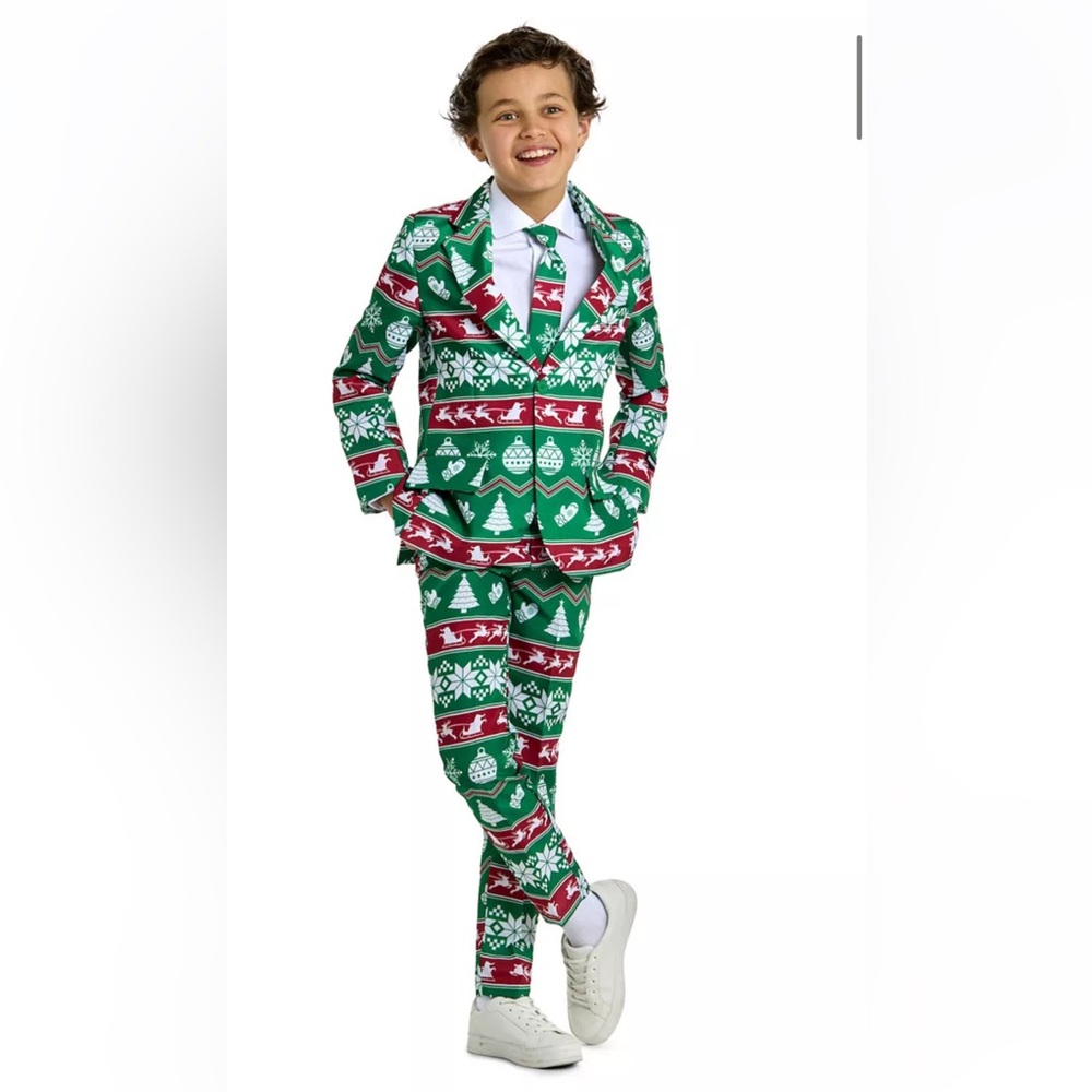 Suitmeister Holiday Suit in Green & Red - Festive Matching Set youth medium 8-10